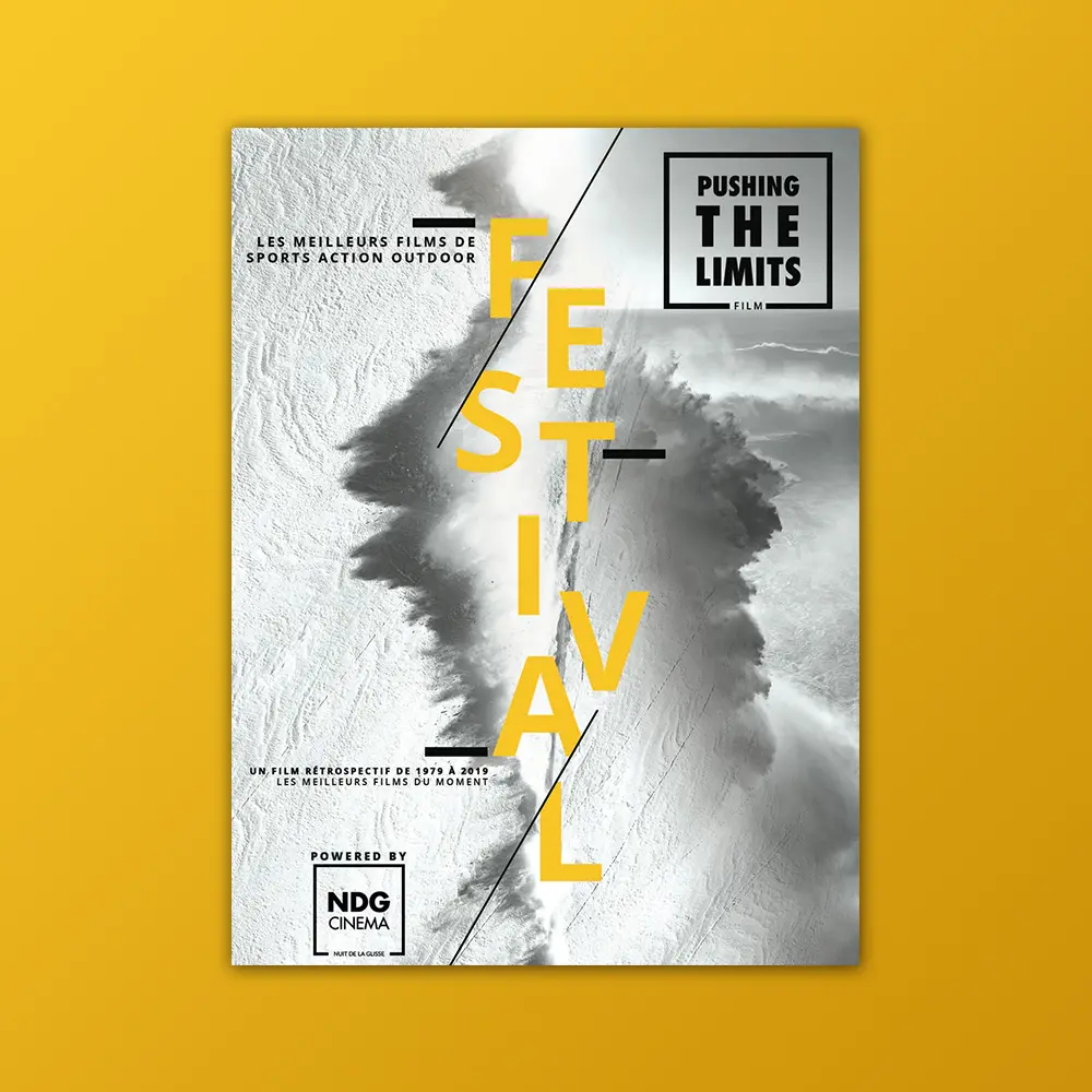 Affiche pour les 40 ans de Nuit de la glisse "Pushing the limits" - Novembre 2019